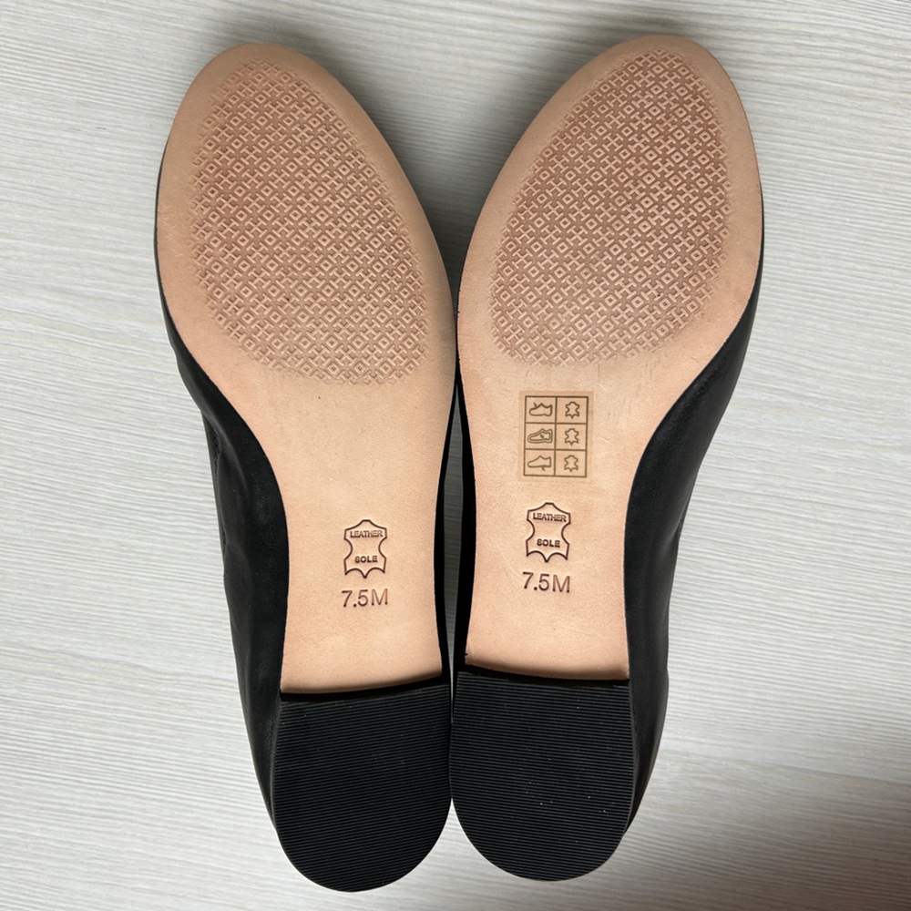NIB Tory Burch "Liana" Genuine Leather Ballet Flat Black, Crystal T Logo Sz 7.5M - Picture 7 of 9